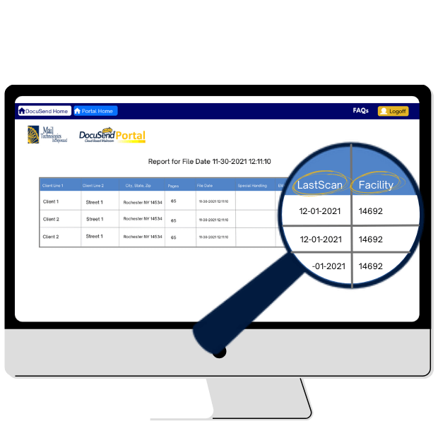 Track your mailed documents to the postal facility