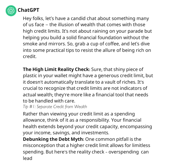 ChatGPT response